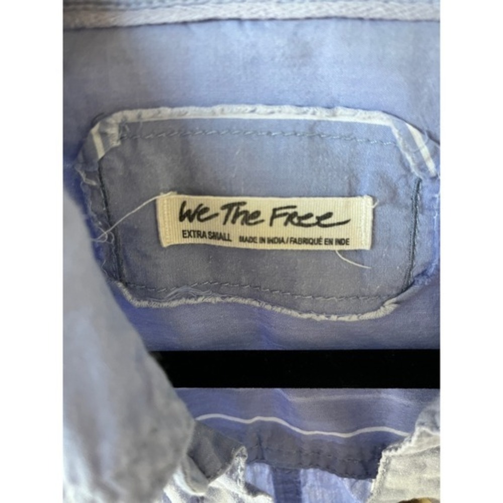 We The Free Blue White Striped Button Down Shirt Boho XS - Picture 2 of 7